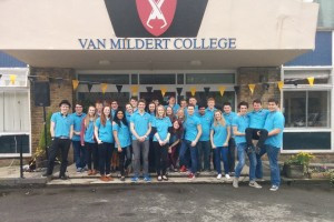 YPP volunteers in blue outside College